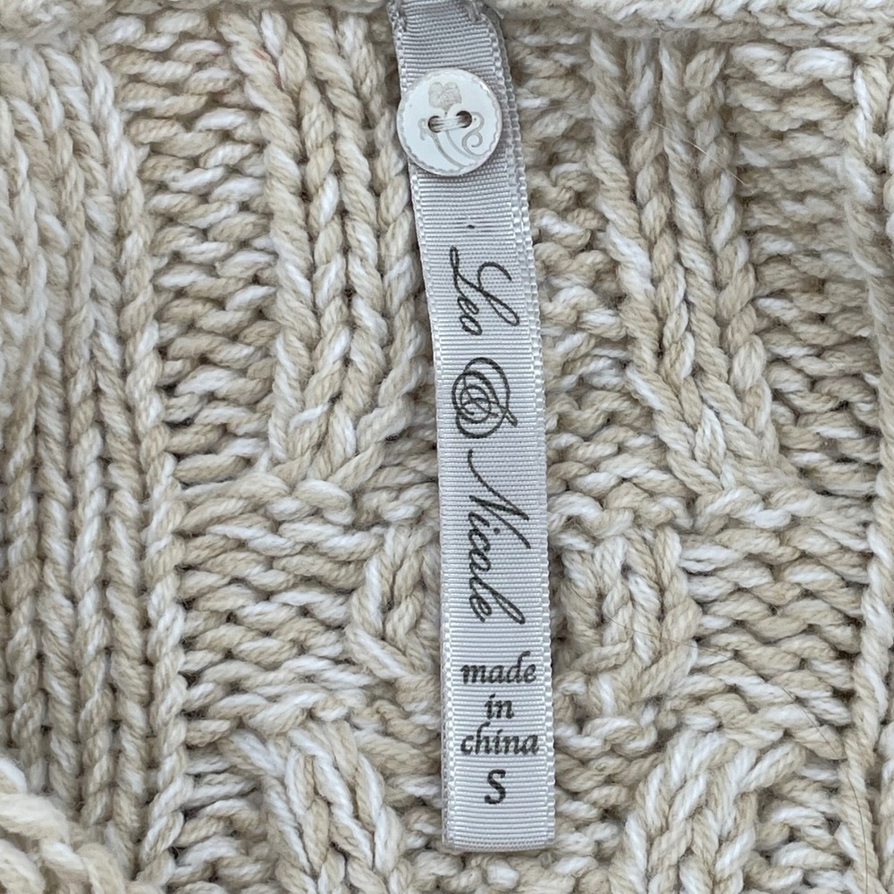 NWT Womens Cable Knit Cropped Cardigan Sweater Sz Small Oat Beige Chunky Neutral - Picture 4 of 10